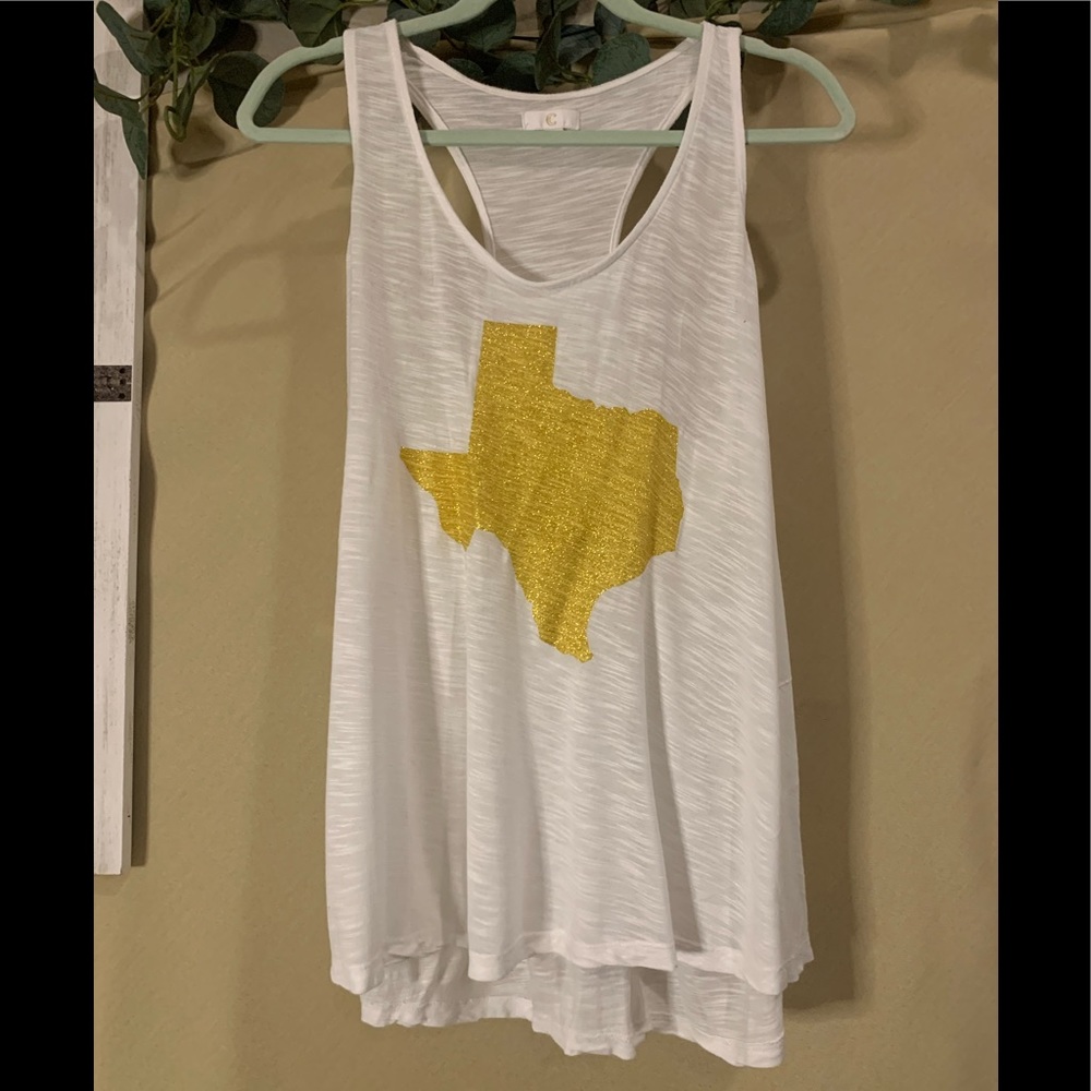 TEXAS | white burnout tank top | M